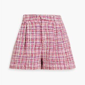 NWT Alice and Olivia by Stacey Bendet Conry Pleated Shorts Pink Tweed Sz 12
